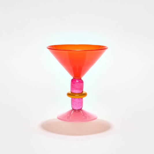 Miami Martini glass in Red & Rose