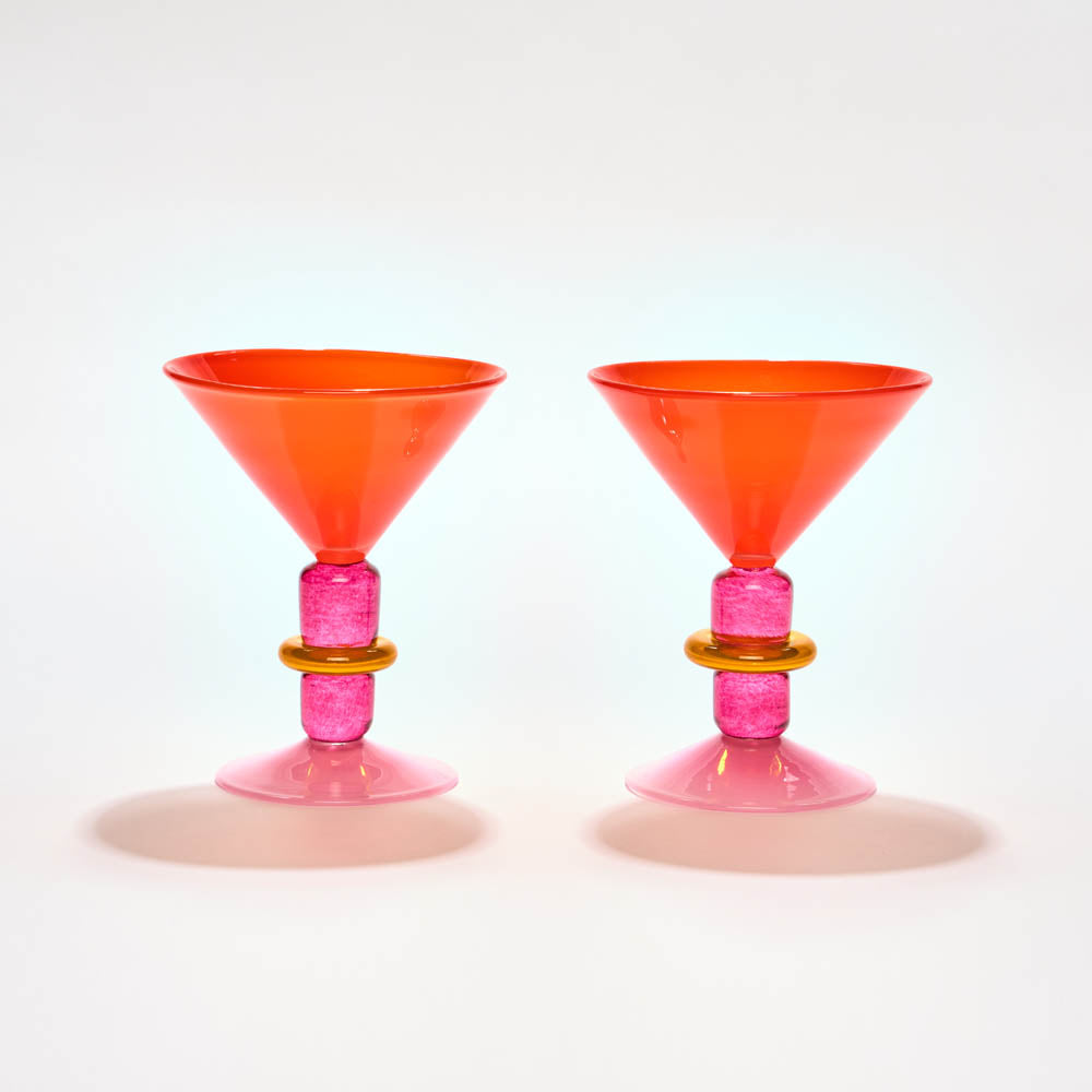 Miami Martini glass in Red & Rose