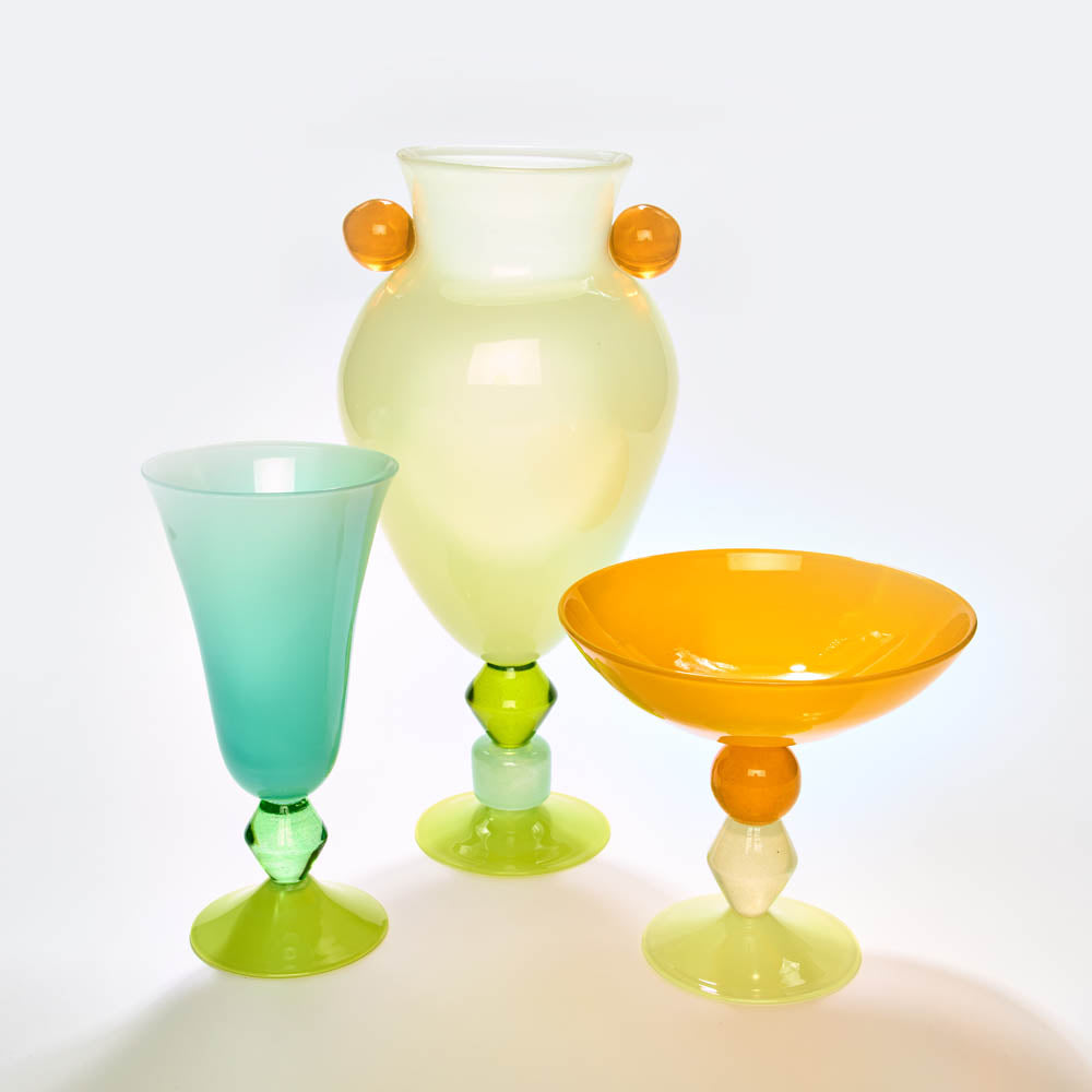 Tall footed vase in Soft Blue