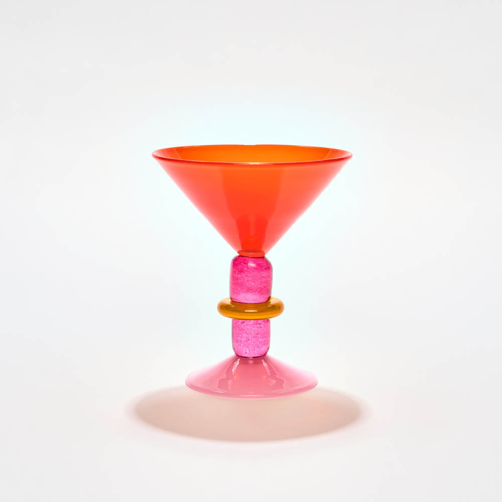 Miami Martini glass in Red & Rose
