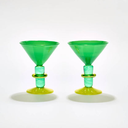 Miami Martini glass in Lime & Green