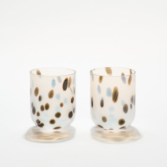 Set of 2 Manhattan Dotted White Tumblers