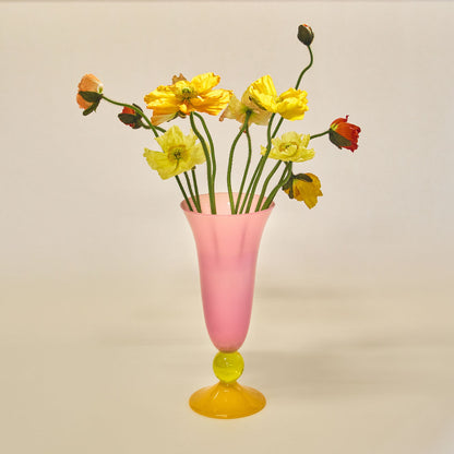 Tall Footed Vase in Hot Pink