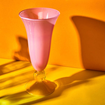 Tall Footed Vase in Hot Pink