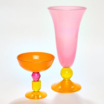 Tall Footed Vase in Hot Pink