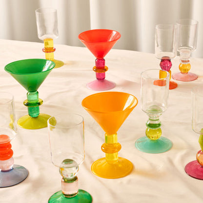 Miami Martini glass in Red & Rose