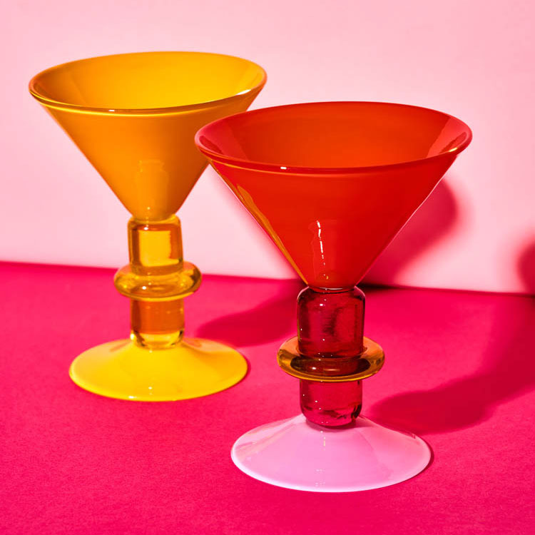 Miami Martini glass in Red & Rose