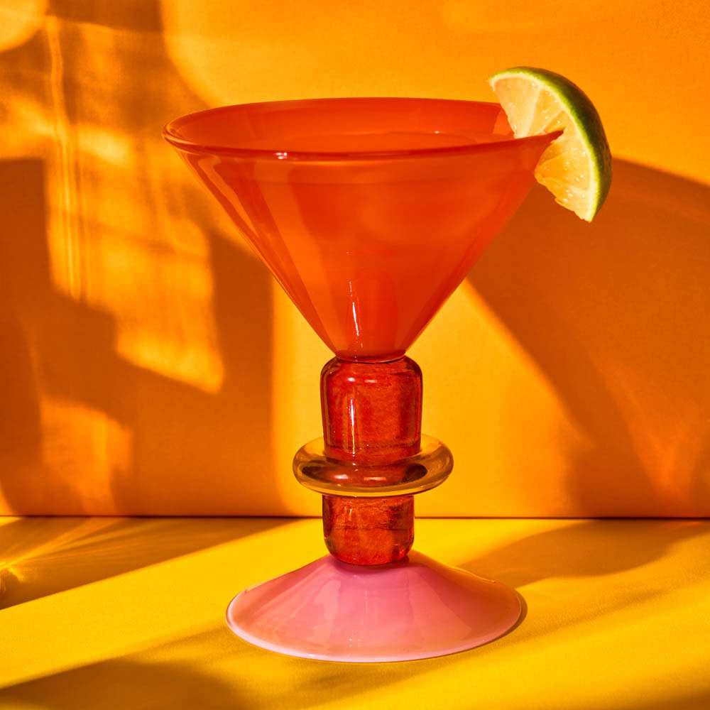 Miami Martini glass in Red & Rose