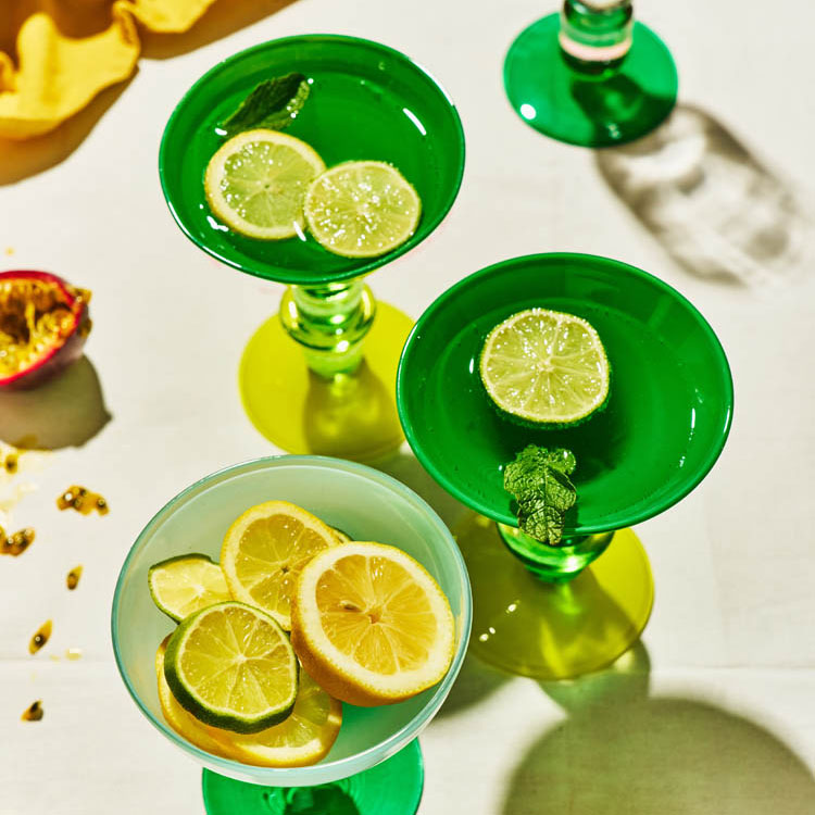 Miami Martini glass in Lime & Green