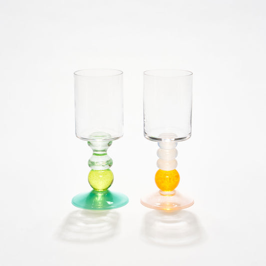 Pair of Miami Wine Glasses with Waves